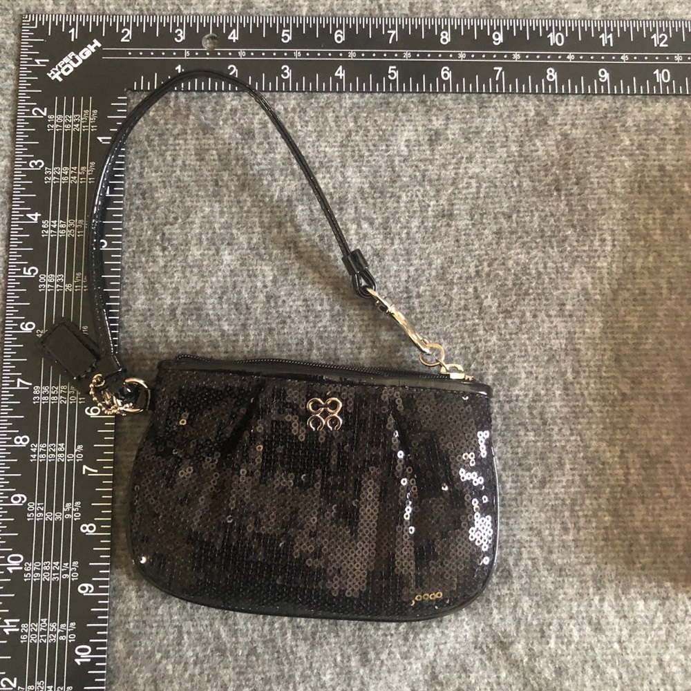 Coach Black Sequin Wristlet with Silver Hardware - Picture 10 of 15